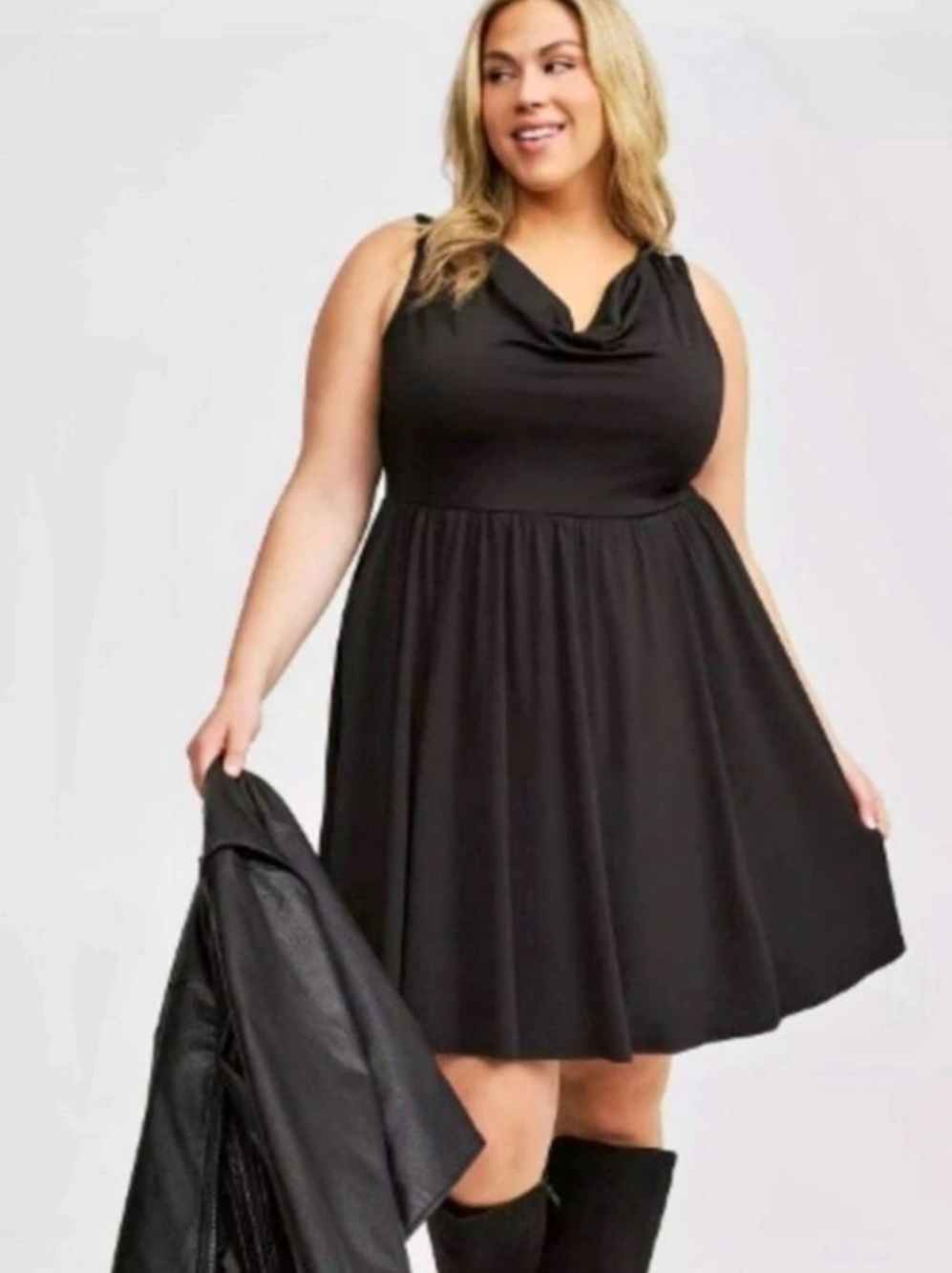 Torrid Mini Studio Knit Sleeveless Cowl Neck Dress Black 3X NWT
